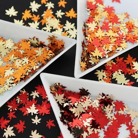 12 Grids Fall Nail Art Glitters Maple Leaf Glitter Nail Sequins 3D Autumn Maple Leaf Holographic Nail Art Flakes Confetti Glitter Sticker Decals Fall Manicure Design Makeup DIY Thanksgiving Decoration