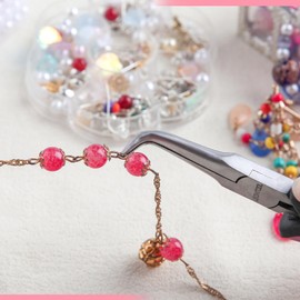 LEONTOOL 5 Inches Mini Bent Needle Nose Pliers with Serrated Jaw Small Bent Long Nose Pliers Tweezers Jewelry Pliers Jewelry Tool for Jewelry Making, Wire Wrapping and Object Gripping with Soft Grip