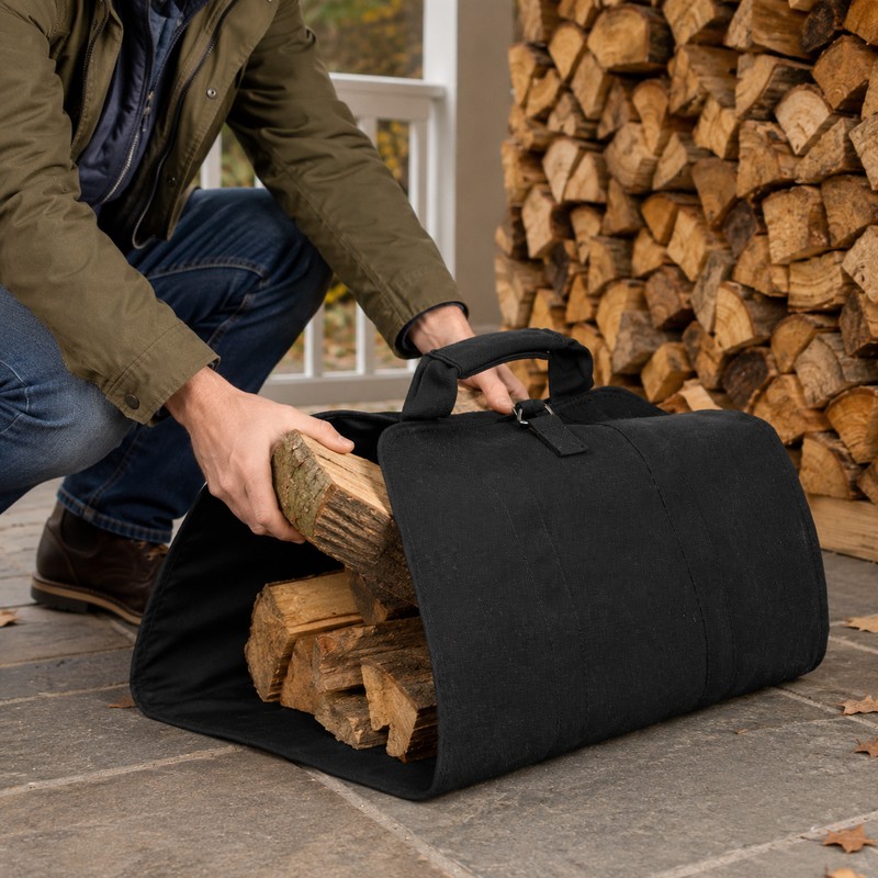 Portable Durable Firewood Storage Bag Sturdy Buckle Easy to Carry