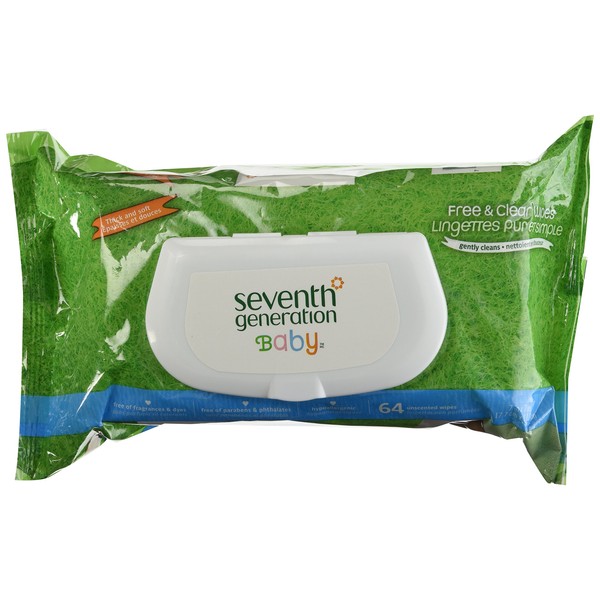 Seventh Generation Free and Clear Wipes Unscented - 64 Wipes