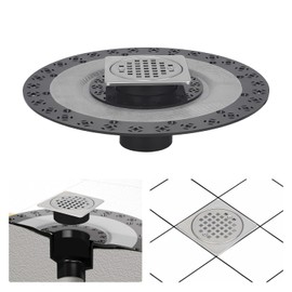 Uni-Green Shower Drain Kit 4” Compatible with Schluter Shower Pan with Flange for 2” Pipe,Replacement for Schluter Shower Kit,Chrome Square Shower Floor Drain SS304 Grate and ABS Material