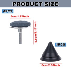 lasuroa 4pcs Lawn Mower Blade Sharpeners, Lawn Tool Sharpener Kit with Balancer Mower Blade Sharpening Tool for Power and Hand Drill