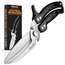 Poultry Shears Heavy Duty Professional, Kitchen Shears for Food, Kitchen Scissors Heavy Duty, Food & Meat Scissors, Dishwasher Safe Chicken Cutters. Spring Loaded, Black