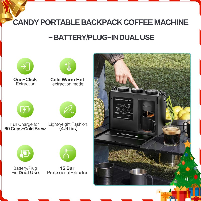 CANDY Portable Espresso Machine with Strap, 3 in 1 Coffee