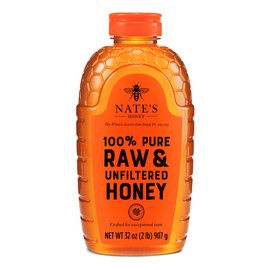 Nate's 100% Pure, Raw & Unfiltered Honey - Award-Winning Taste, 32oz. Squeeze Bottle