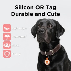 ESA Dog Tag, QR Code Dog Tag, Modifiable Free Pet Online Profile, Scannable QR Code, Scan QR Send Instant Location Alert Email, Silicone Lightweight ID Tag for Dog and Cat (Orange, Small)