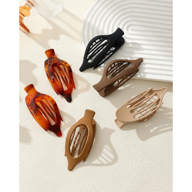 6 Pack Flat Hair Clips for Women Lay Down Claw