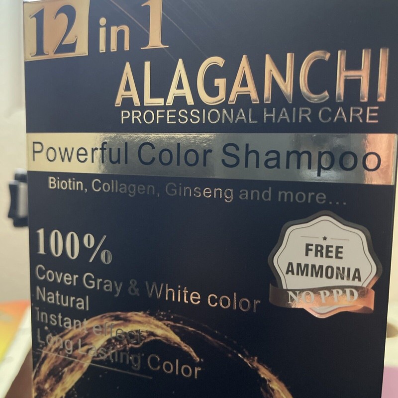 Alaganchi Natural Black. HAIR DYE AMMONIA FREE , NO PPD.