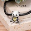 GNOCE Panda Embraces Heart-shaped Gem Charm Bead Sterling Silver Fit