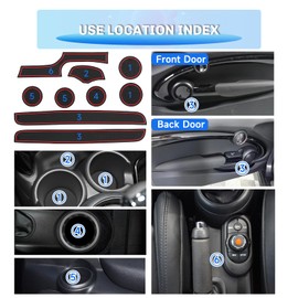 SXCY for 2015-2024 Mini Cooper Accessories [2-Door F56] Cup Holder Inserts Liner 2023 2024 Cooper Door Slot Mats for Mini Cooper Accessories 2024 Cooper Console Liners Anti-Dust Waterproof Mat (Red)