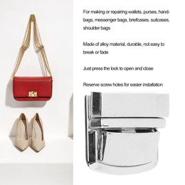 Leather Bag Lock, 4 Pcs Purse Lock Catch Silver Purse Thumb Lock Buckle Fasteners Wallet Metal Clasp Locks for DIY Handmade Bag