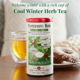 The Republic of Tea - Peppermint Bark, Cool Winter Herb Tea, 36 Tea Bags, Caffeine-Free