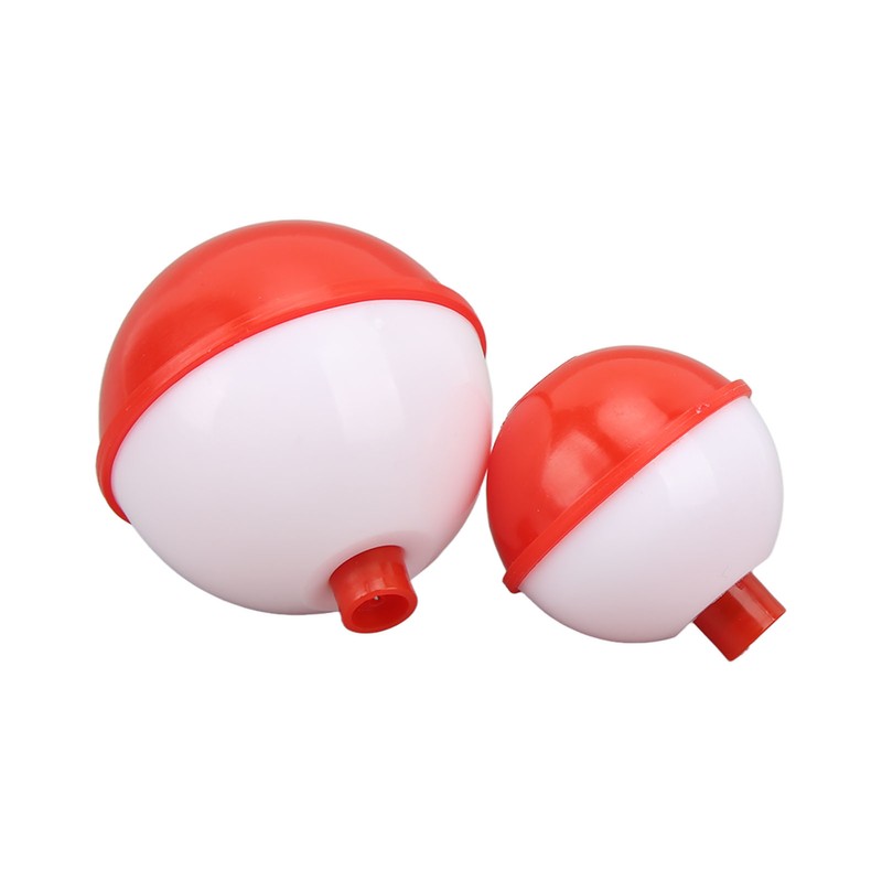 50PCS Ball Shaped Fishing Float Plastic White Red 2 Specifications