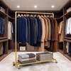 DR.IRON Gold Pipe Clothing Rack Garment Rack with Bottom Shelf