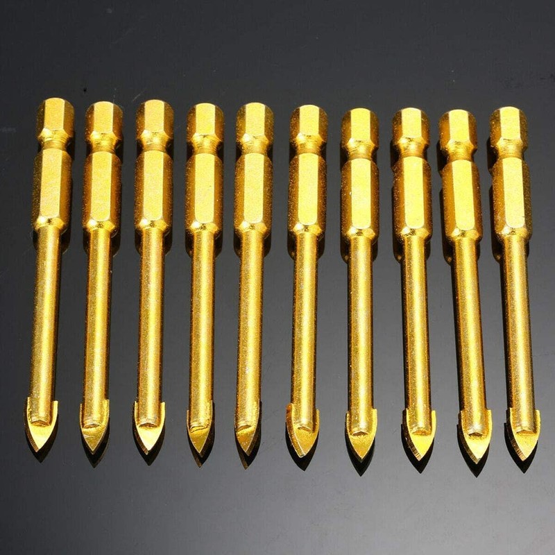 Boxonly 10Pcs Drill Bit Set Carbide Tungsten Tile Glass Ceramic