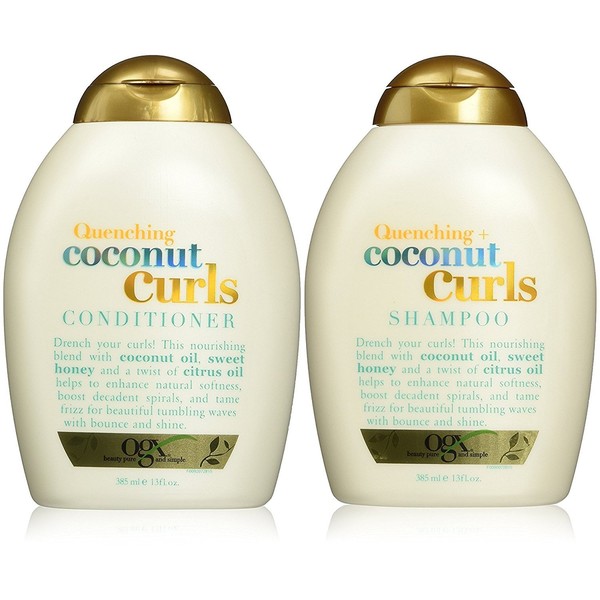 Organix Quenching Plus Coconut Curls Bundle, Shampoo & Conditioner, 13 Ounce Each