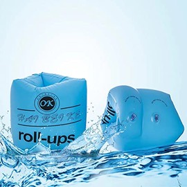 HOMEGOAL Floaties Inflatable Swim Arm Bands Floatation Sleeves Swimming Rings Floats Tube Armlets for Kids and Adult (1 Pair, Blue)