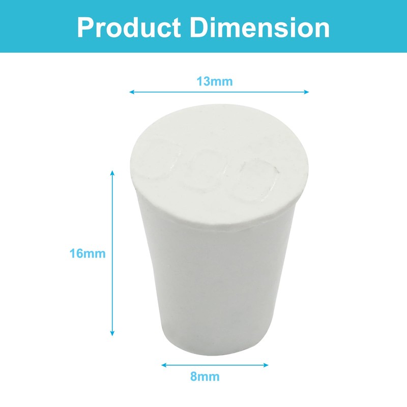 PHITUODA 10 Pcs White Solid Rubber Stoppers 00# Tapered Lab