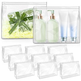 BadenBach 24 PCS Mini Clear Makeup Bag,9.8" x 7.1"x 2.6",Clear Organizer Pouches Small Waterproof Clear Zipper Pouches Plastic Cosmetic Organizer Bags with Zipper for Travel Toiletry Vacation Swimsuit