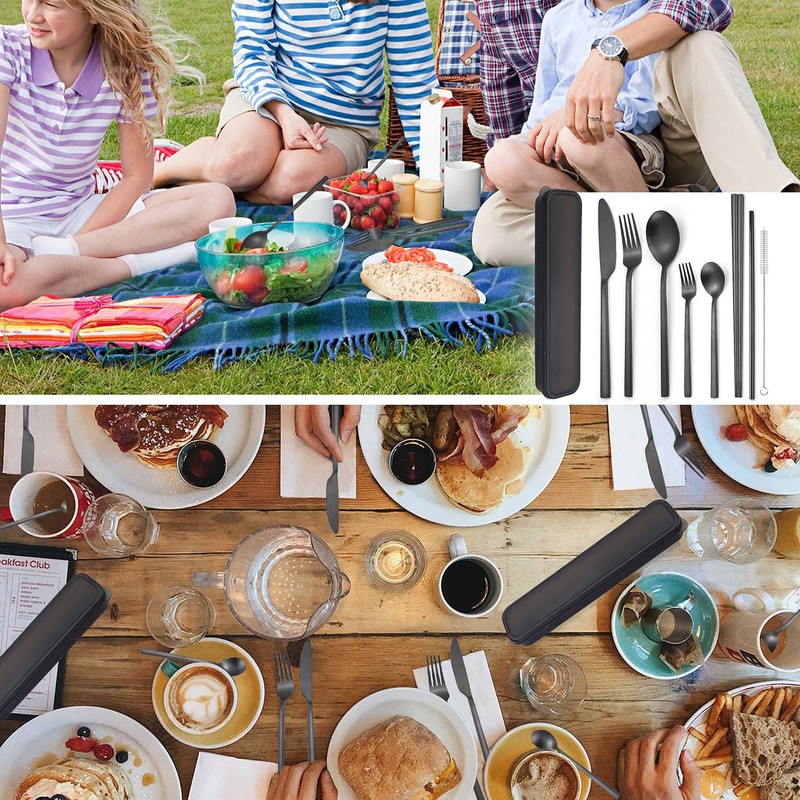 AARAINBOW 6 Pieces Stainless Steel Flatware Set Portable Reusable Cutlery