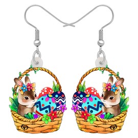 BAMAY Acrylic Easter Eggs Rabbit Bunny Earrings Cute Hare Dangle Fashion Jewelry Easter Gifts for Women Girls Charms(Multi)