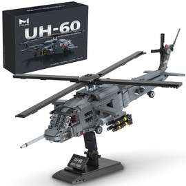 MISINI M8039 1:35 UH-60 Black Hawk Helicopter Building Blocks Set, Military Armed Helicopter Bricks Model Kit for Adults, Collectible Display Toy, Realistic Details, The Collector's Gift,1377 Pieces