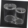 WOONEKY Acrylic Double Hole Cotton Swab Box Makeup Case Lid