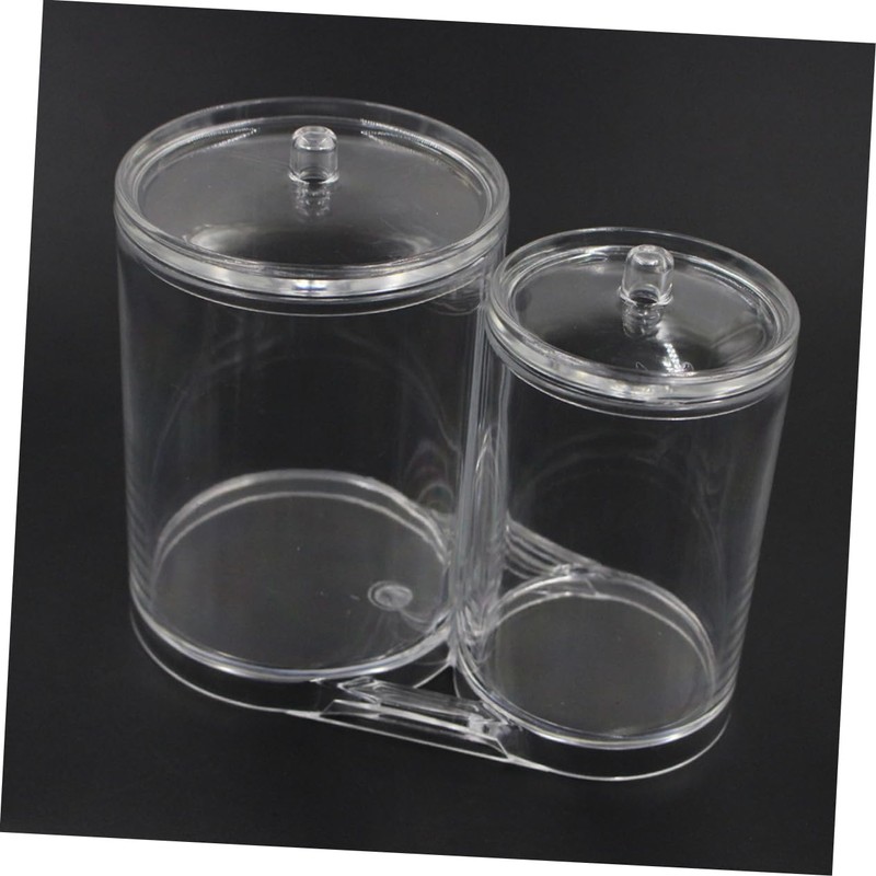WOONEKY Acrylic Double Hole Cotton Swab Box Makeup Case Lid