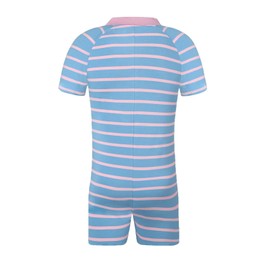 Landofgenie Onesie Pyjamas Men's Short Sleeve Cotton Romper One Piece Bodysuit Striped Romper for Men, blue