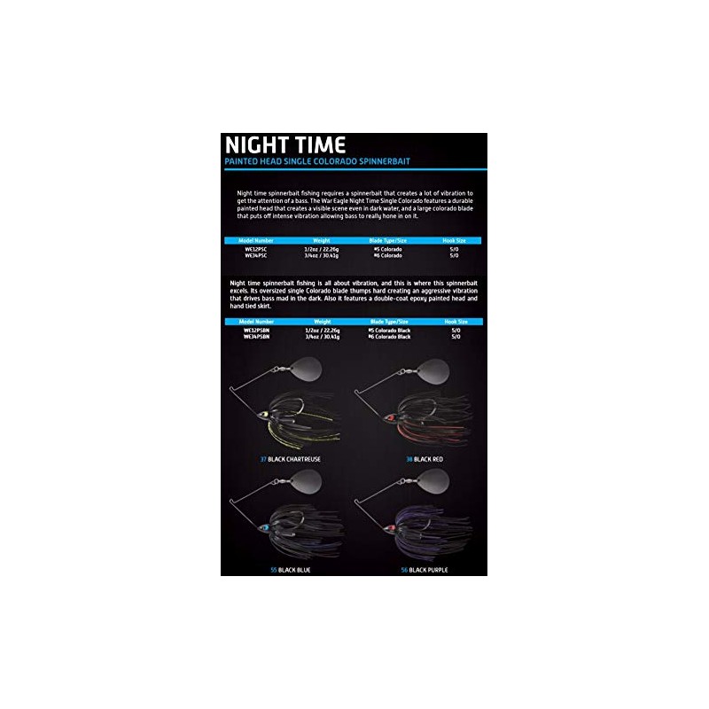 War Eagle Custom Lures Night Time Painted Head Single Colorado