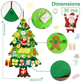 DazSpirit Christmas Tree, 3.28 ft DIY Felt Decorative Christmas Tree for Children, Christmas Tree for Decorating with Removable Hanging Ornaments, Christmas Tree for Home/Door/Wall Decoration