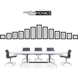 Creative Picture Frames 10-2" x 3.5" Opening Black Business Card Frame with 8" x 30" Double White-Black Mat, Frame, Installed Wall Hanger