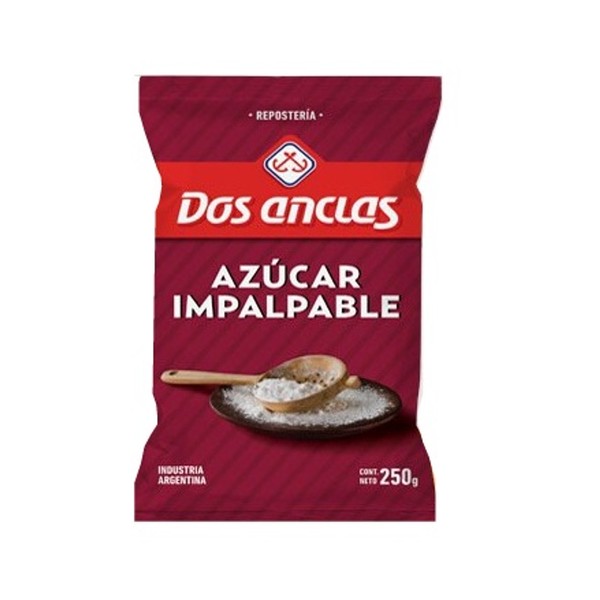 Dos Anclas Confectioner's Sugar Baker Azucar Impalpable White Snow Sugar Wholesale Bulk Box, 250 g / 8.8 oz bag ea (box of 12 count)