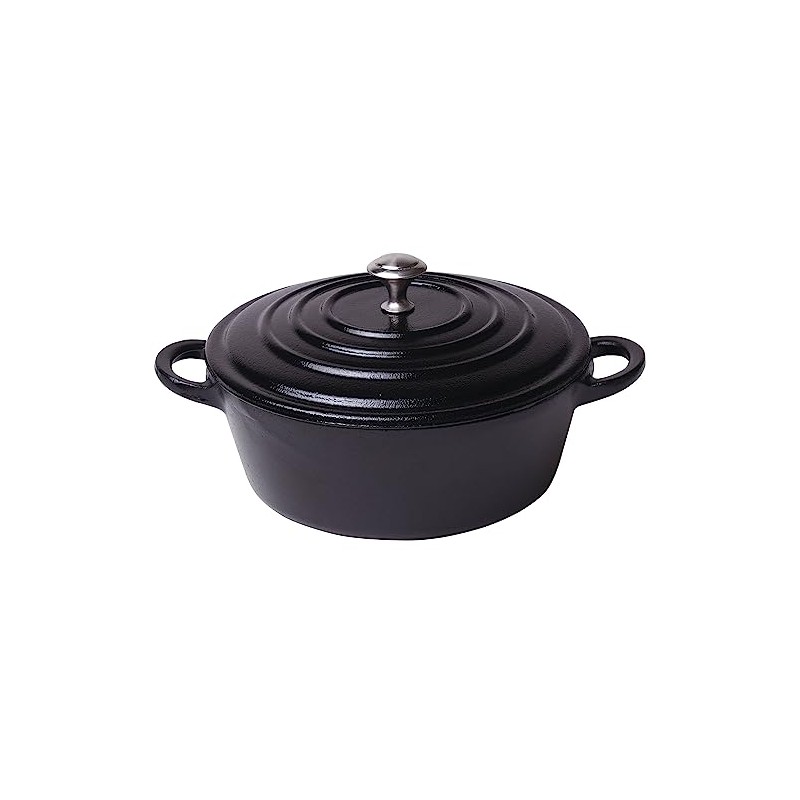 Yamako 782635 Hot Pot Healthy Cooking Pot, Round, Black, 27.5