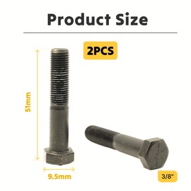 Flewdart 2pcs messerschraube rasenmäher 9.5mm x 51mm SAE-Klasse 8, Schraube Rasenmäher Messer 3/8 für Honda GCV160, Castelgarden 12735698, Snapper 9-0167, Stiga 9987-5251-12, Bestgreen & Alpina