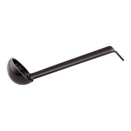 Restaurantware 1 Ounce Serving Ladle, 1 Hook Handle Portion Ladle - Dishwasher-Safe, Reusable, Black Plastic Gravy Ladle, For Stirring, Pouring, And Serving