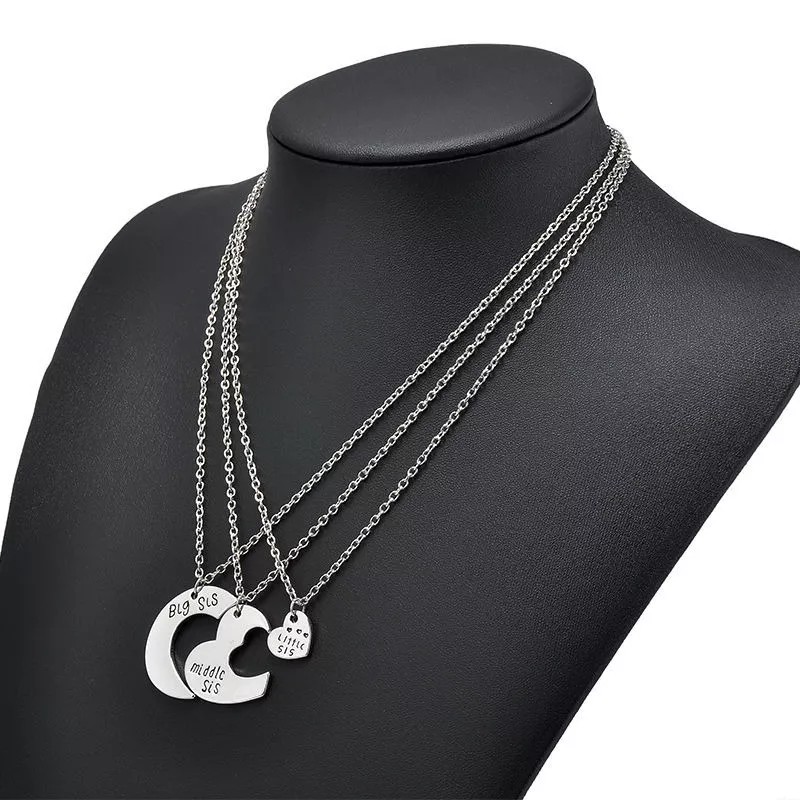 Deluxe 3 Collares De Hermanas Colgantes Regalo Forma Corazón