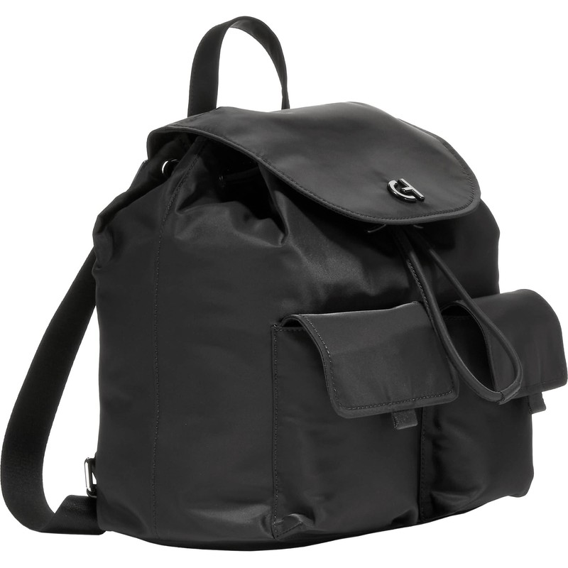 Cole Haan Nylon Flap Backpack, Black Solid