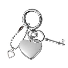 Silver Heart Keychain Charm for Bag Backpack Y2k Charms Keychain for Backpacks Handbags Keychain Charm for Purse Car Keychain Charms Cute Aesthetic Bag Accessories Keychain Y2k Accessories