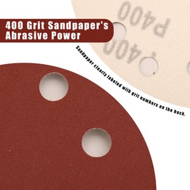 Szarint - Disco de lija de grano 400 de 5 pulgadas, papel de lija de gancho y bucle, 150 unidades, calcomanía de 8 agujeros para lijadora orbital aleatoria