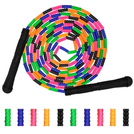 Coolrunner 16 FT Long Jump Rope(1 PACK), Double Dutch Jump Ropes, Soft Beaded Skipping for Kids Adults, Plastic Segmented Long Enough for 4-5 Jumpers (Black)