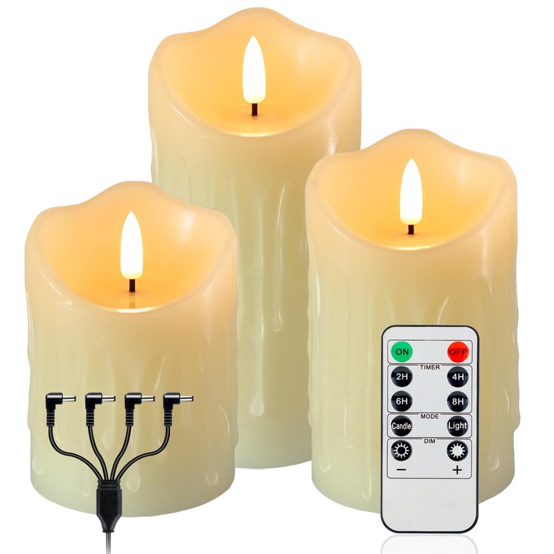 Warmhere Rechargeable Flameless Candles, Flickering LED Candles with Remote and