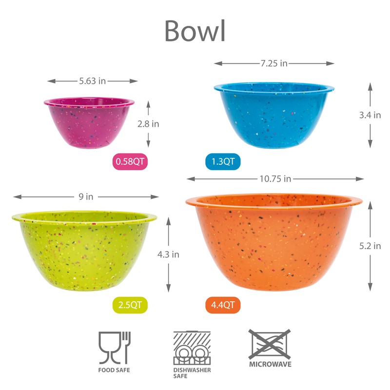 Confetti Nesting Mixing Bowls Set - 4-Piece Colorful Kitchen Bowls