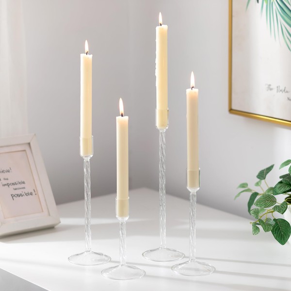 Glasseam Glass Candlestick Holders Clear: Taper Candle Holders Set of