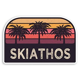 2 x 10cm Rustic Skiathos Greece Vinyl Stickers - Travel Luggage Sticker #31628 (10cm Wide)
