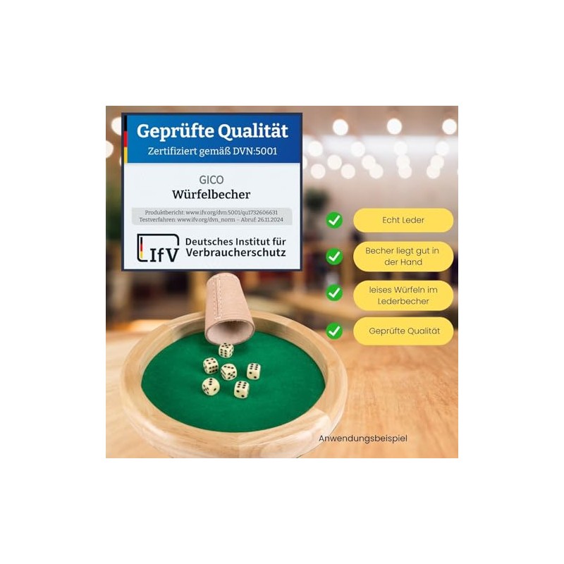 GICO Bicchieri per Dadi in Vera Pelle Standard (9 cm)