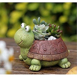 Macetas Pequeñas de Cerámica para Plantas Suculentas, Maceta para Flores | Macetas con Forma de Animales, Bonitos Maceta Decorativas para el hogar, Mini Adorno de Escritorio (Tortuga)