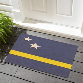 Curacao Welcome Mats Outdoor Coir Fiber Doormat Outdoor Entrance State Map Flag Outdoor Doormat Housewarming Gift Rustic Front Door Garage Home Décor 16x24in