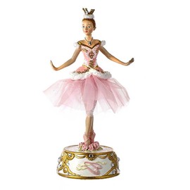 Kurt Adler Figura de Bailarina de Base Musical Rosa de 10 Pulgadas