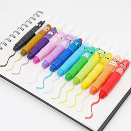 Cute Jumbo Crayons, 12pcs 12 Colors Non Toxic Twistable Crayons with Clear Bag, Washable Silky Crayons for Coloring Painting School Home Office